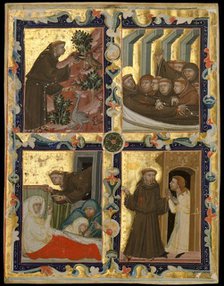 Manuscript Leaf with Scenes from the Life of Saint Francis of Assisi, ca. 1320-42. Creator: Unknown.