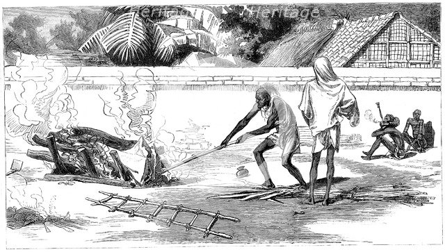Cremation in Calcutta, India, 1882. Artist: Unknown
