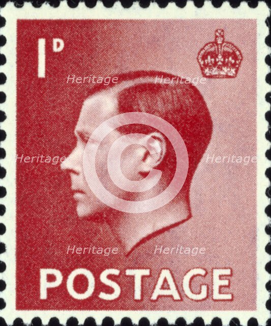 Postage stamp with portrait of King Edward VIII, 1936. Creator: Unknown.