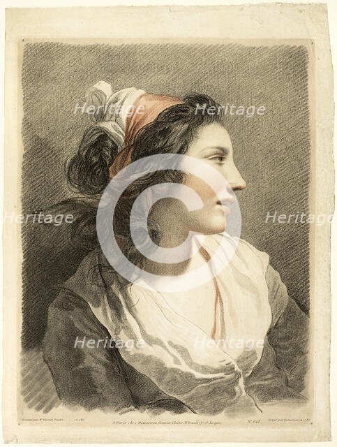 Large Female Head, c. 1788. Creator: Gilles-Antoine Demarteau.