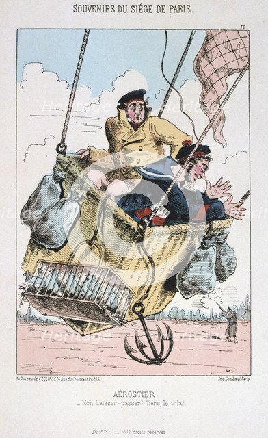 'Aerostier', Siege of Paris, 1870-1871. Artist: Anon