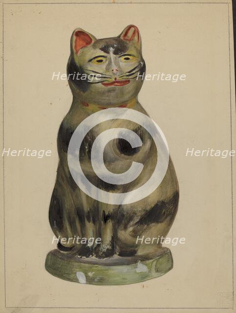 Pa. German Chalkware Cat, c. 1936. Creator: Mina Lowry.