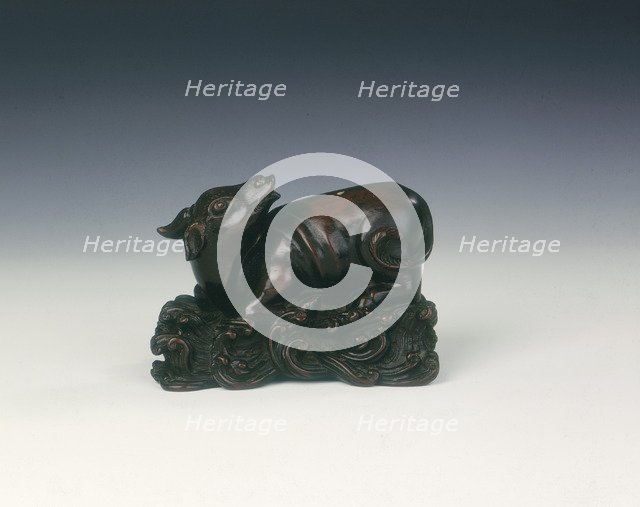 Black wood unicorn, China, early 17th century. Artist: Unknown