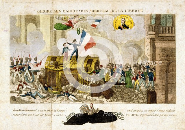 Algiers and Louis Philippe, French Revolution of 1830. Artist: Unknown