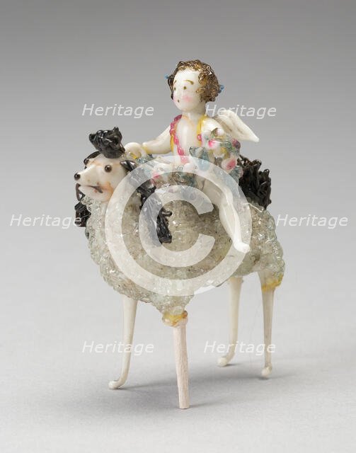 Angel on Ram, France, 18th century. Creator: Verres de Nevers.