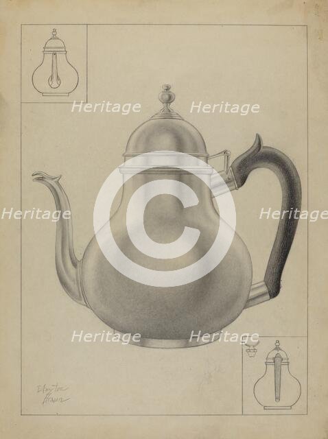 Silver Teapot, 1935/1942. Creator: Clayton Braun.