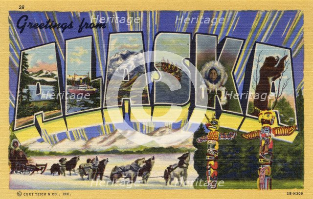 'Greetings from Alaska', postcard, 1942. Artist: Unknown