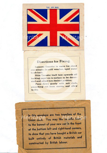 'Union Jack car transfers', c1960s. Artist: Unknown.