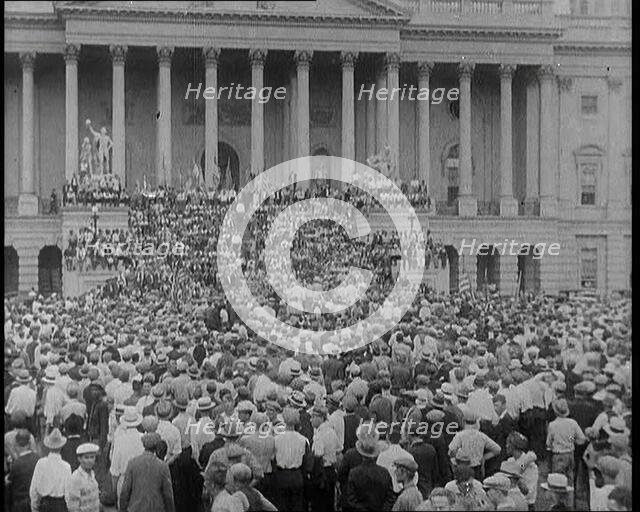 War Veterans  Seeking Payment of a Promised Bonus (The Bonus Army) Rushing up the Steps of..., 1932. Creator: British Pathe Ltd.