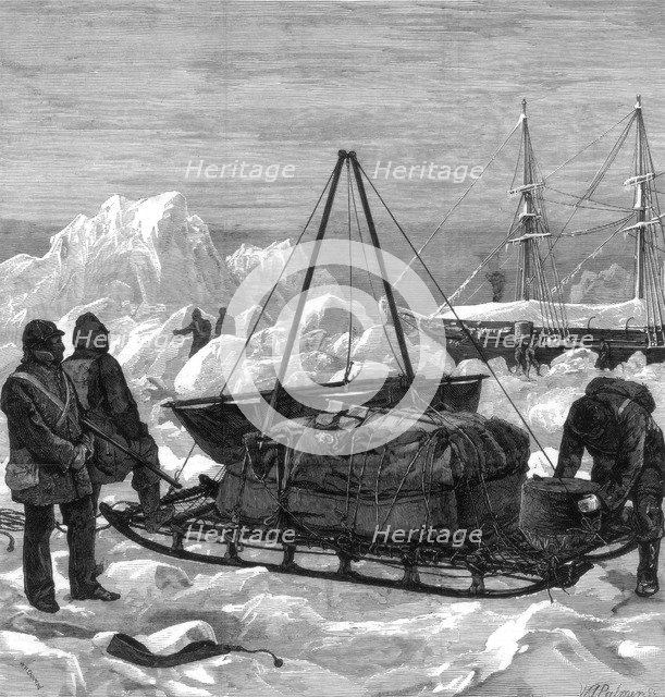 Preparing to start on a sledge trip in the Arctic, 1875.Artist: W Palmer