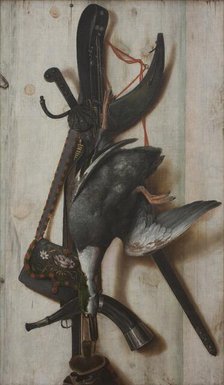 Trompe l'Oeil with Dead Duck and Hunting Implements, 1670-1674. Creator: Cornelis Norbertus Gysbrechts.