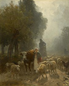 Going To Market On A Misty Morning, 1851. Creator: Constant Troyon.