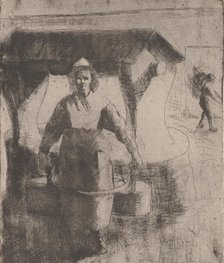 Woman at a Well, 1891. Creator: Camille Pissarro.