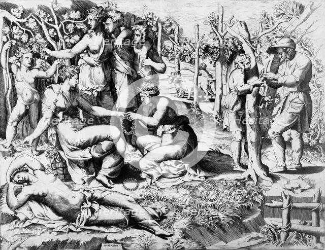 Flora and Her Nymphs, c1546. Creator: Giulio Bonasone.