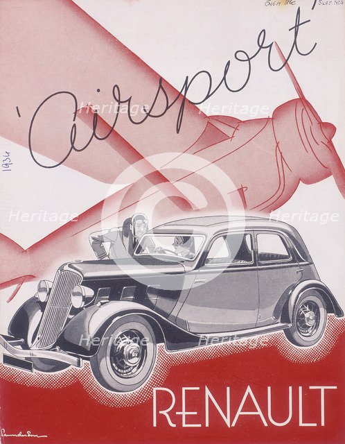 Poster advertising Renault cars, 1934. Artist: Unknown