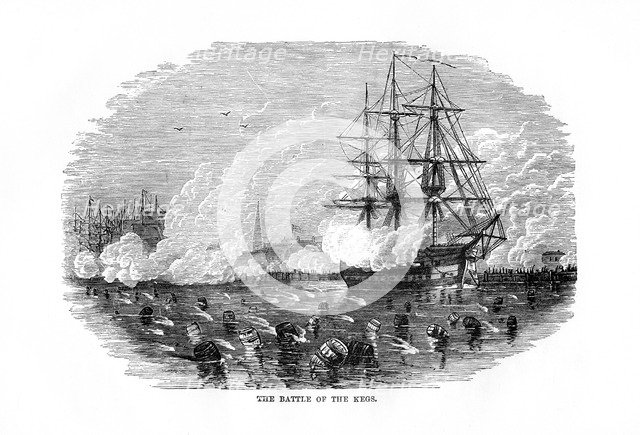 'The Battle of the Kegs', 6 January 1778, (1872). Artist: Unknown