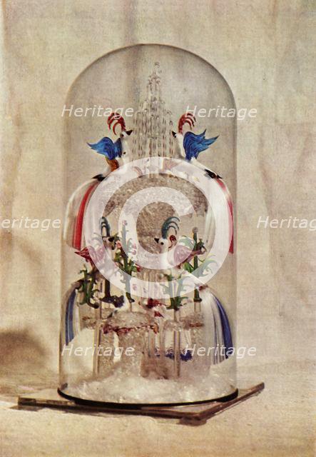 Early Victorian glass fountain with birds, mid 19th century, (1946).  Creator: Unknown.