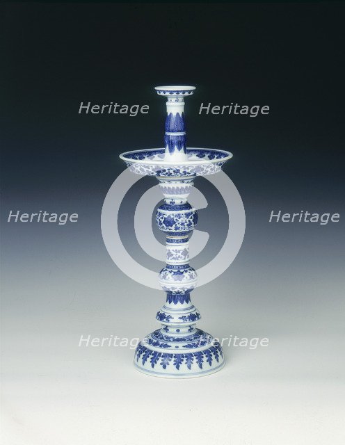 Candlestick with Ming style decoration, Qing dynasty, Qianlong period, China, 1736-1795. Artist: Unknown