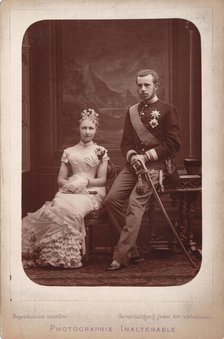 Crown Prince Rudolf with Princess Stephanie of Belgium on the occasion of their engagement..., 1880. Creator: Photo studio Geruzet Frères, Brussels  .