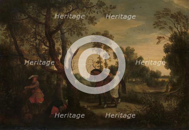 A Woman Mounts her Robber’s Horse: ‘De Gestrafte Rover’, c.1635. Creator: Sebastian Vrancx.