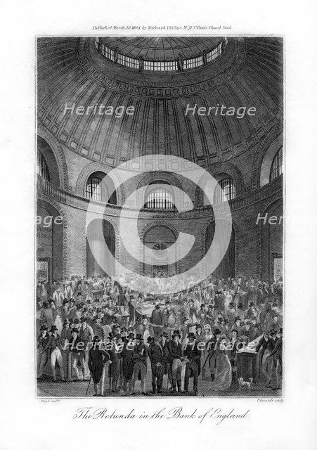 The Rotunda in the Bank of England, London, 1804.Artist: Edwards