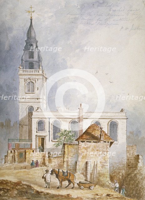 View of the Church of St Michael, Crooked Lane, City of London, 1831. Artist: Percy William Justyne