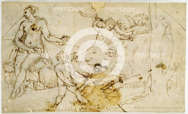 'Venus, putti and a wild Boar', c.1520-1540. Artist: Perino del Vaga