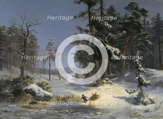 Winter Landscape from Queen Christina's Road in Djurgården, Stockholm, 1866. Creator: Charles XV, King of Sweden.