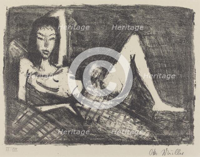 Girl on a Couch (Mädchen auf dem Kanapee), 1921/1922. Creator: Otto Mueller.