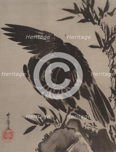 Crow on a Rock, ca. 1887. Creator: Kawanabe Kyosai.