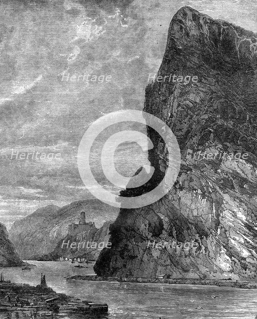 Loreley rock, near St Goarshausen, Germany, 19th century. Artist: Richard Principal Leitch