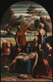 The Lamentation over the Dead Christ, 1521. Creator: Ortolano (Benvenuti), Giovanni Battista (c. 1480-1525).