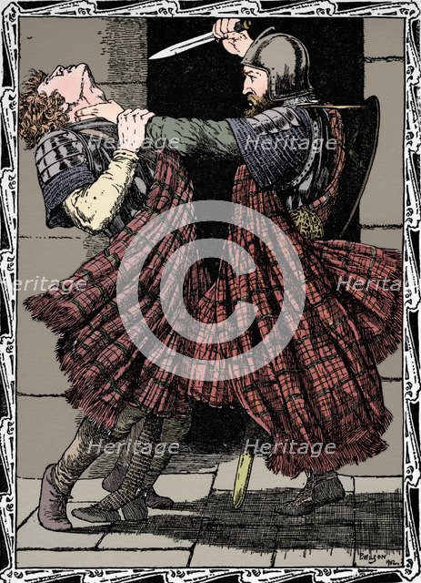 Comyn Stabbed By Bruce, 1902. Artist: Patten Wilson.
