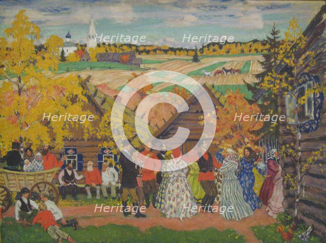 Village festival, 1924. Artist: Kustodiev, Boris Michaylovich (1878-1927)