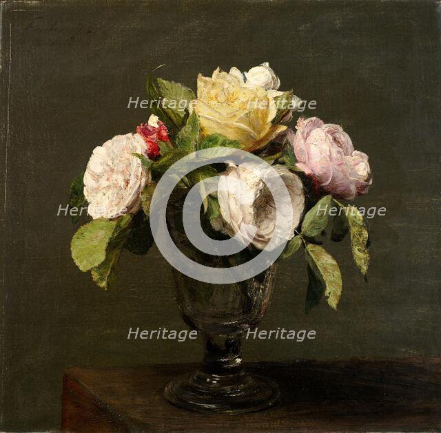 Roses dans un Verre a Pied, 1873. Creator: Henri Fantin-Latour.