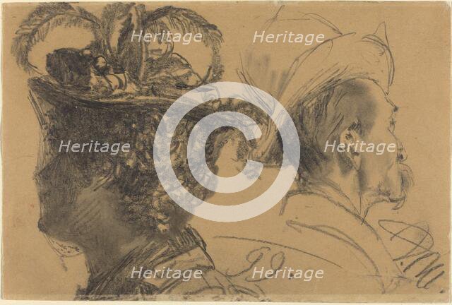 Heads of a Man and a Woman, 1899. Creator: Adolph Menzel.