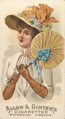 Plate 34, from the Fans of the Period series (N7) for Allen & Ginter Cigarettes Brands, 1889. Creator: Allen & Ginter.