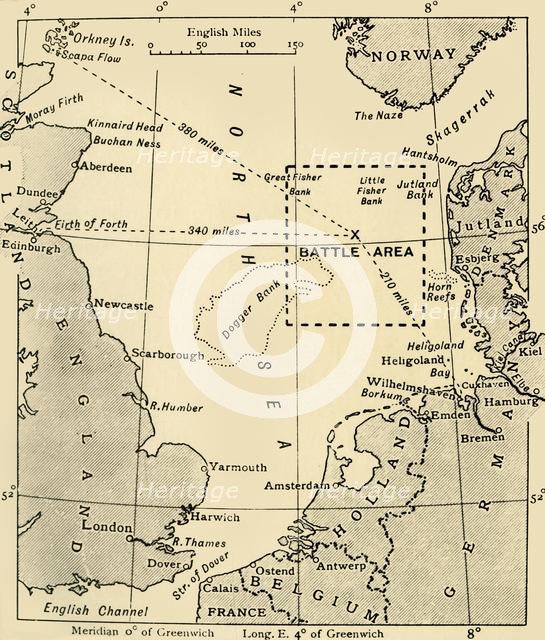 'The Scene of the Battle of Jutland, May 31-June 1, 1916', (c1920). Creator: Unknown.