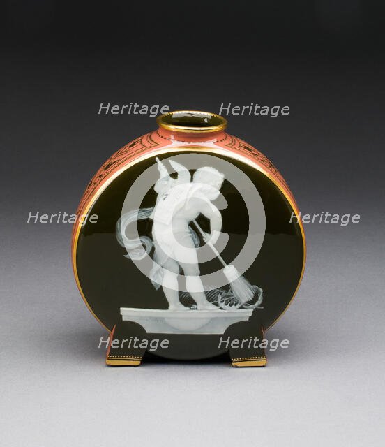 Pilgrim Bottle Vase, Stoke-on-Trent, 1880/90. Creator: Minton.