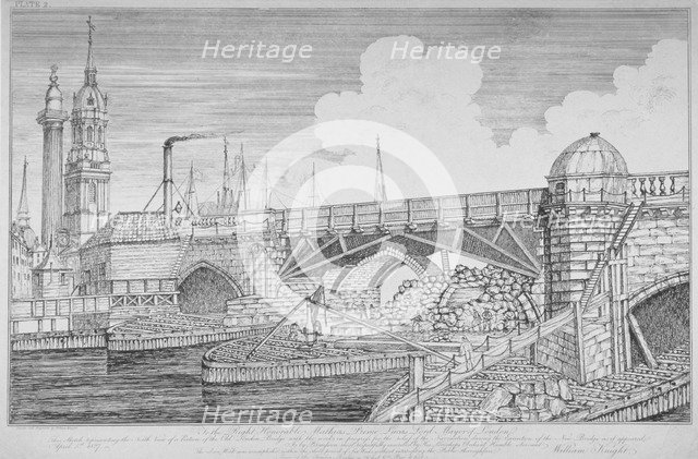 London Bridge, 1826.       Artist: William Knight