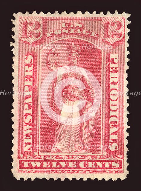 12c Justice Newspapers and Periodicals imprint single, 1875. Creator: Unknown.