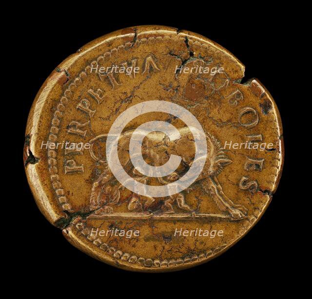 Wolf and Twins [reverse]. Creator: Giovanni da Cavino.