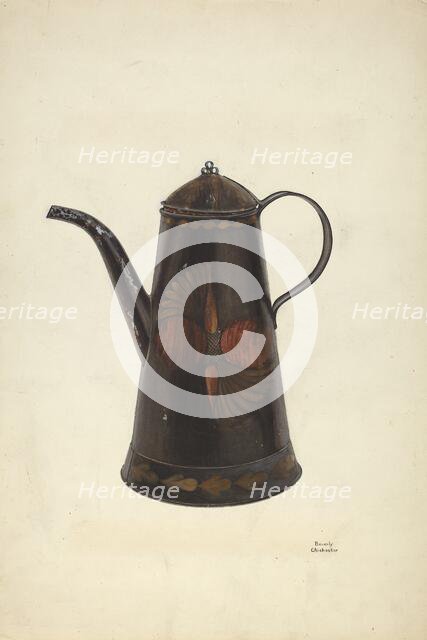 Toleware Tin Teapot, c. 1938. Creator: Beverly Chichester.