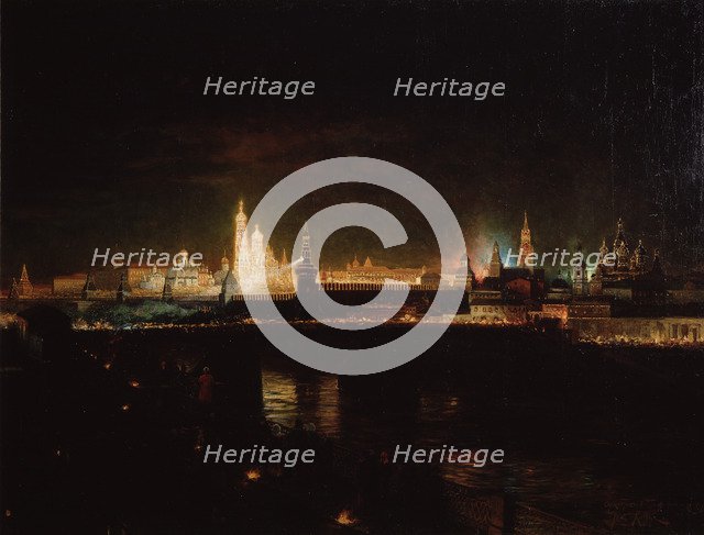 Illumination of the Moscow Kremlin, 1883. Artist: Hofman, Oskar Adolfovich (1851-1912)