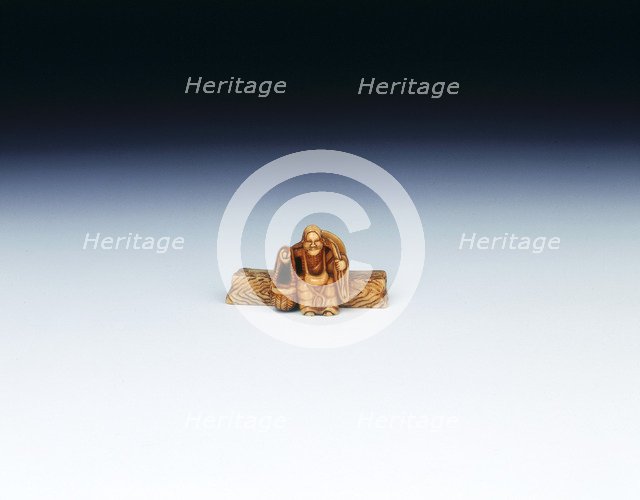 Ivory netsuke of the poet Ono No-Komachi as an old hag, Japan, 19th century. Artist: Unknown