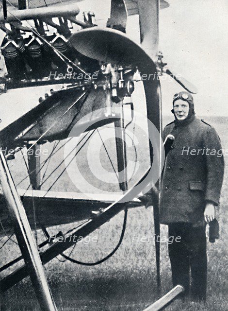'Churchill became interested in airplanes and foresaw the greatest possibilities', 1914, (1945). Artist: Unknown.