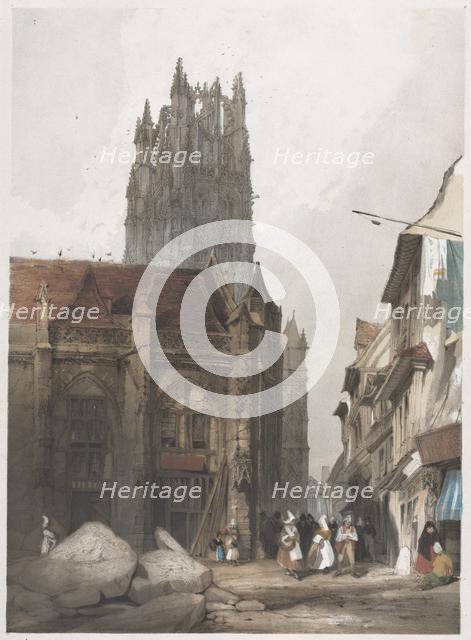 Picturesque Architecture in Paris, Ghent, Antwerp, Rouen: St. Laurent, Rouen, France, 1839. Creator: Thomas Shotter Boys (British, 1803-1874).