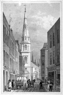 View of St Antholin from Watling Street, City of London, c1830.                                      Artist: A Cruse