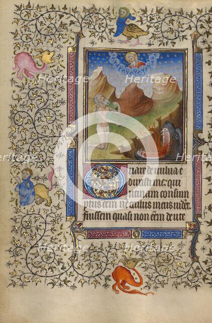 Job Pointing to the Abyss of Hell; Book of Hours, about 1410. Creator: Unknown.