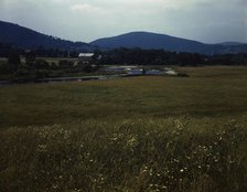 Farmland along the upper Delaware River in New York state., 1943. Creator: John Collier.